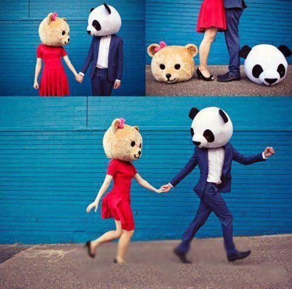 2018 Accesorio caliente de alta calidad Panda Teddy Bear Heads Costume Mascot Cartoon for Lover