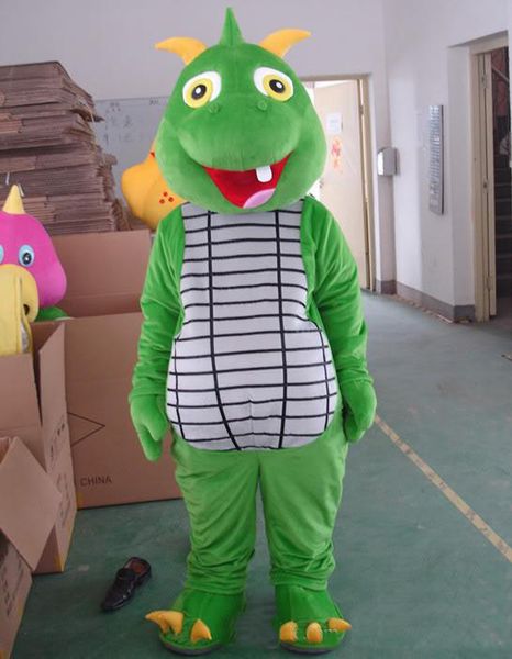 2018 Haute qualité chaud vert moche Dinasaur poupée Déguisement Dessin Animé Adulte Animal Costume De Mascotte livraison gratuite