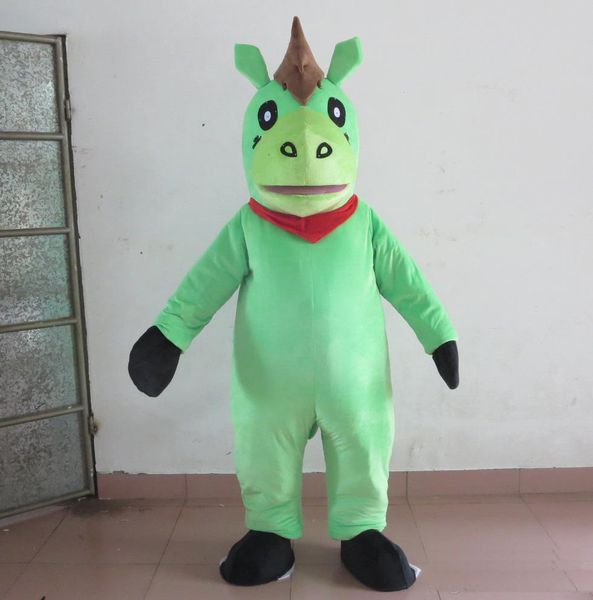 2018 de alta calidad caliente nuevo caballo de color verde traje de la mascota pony traje de la mascota para los adultos a llevar a la venta