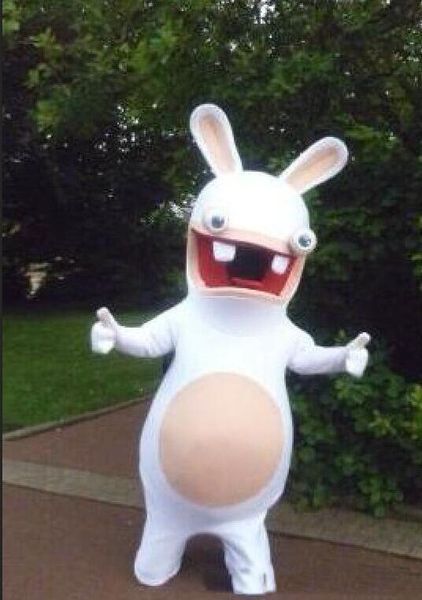 2018 Haute qualité chaude Rayman Raving Rabbids Costume De Mascotte Taille Adulte Déguisement Pour Noël Halloween Carnaval Fête Meilleure qualité