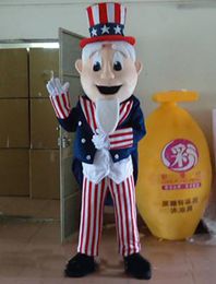 2018 Costume de mascotte Happy Oncle Sam de haute qualité pour adulte avec robe étoilée