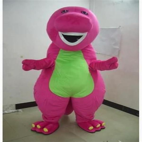 2018 Costumes de mascotte de dinosaure Barney de haute qualité Profession Halloween Cartoon Taille adulte Fantaisie Dress2465