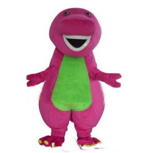 2018 Haute qualité Profession Barney Dinosaure Costumes De Mascotte Halloween Dessin Animé Taille Adulte Fantaisie Dress263k