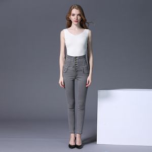 Jean long taille haute pour femme, pantalon extensible, grande taille s à 6xl, 4 couleurs, 2021
