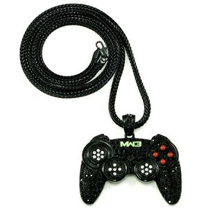 Hip Hop Game Machine Poignée Pendentif Mens Full Crystal Heavy Collier Fashion Iced Out Game Controller