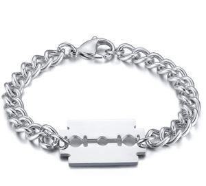 2018 vakantie geschenken zilver nieuwe stijl rvs handgemaakte ovale ketting armband scheermesje bedels bangle 8mm 21cm voor vrouwen mannen sieraden