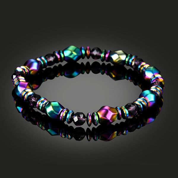 HOT Magnetite Stone Colorful Black Gallstone Pulseras con cuentas Magnético Hematite Health Bracelet para Mujeres Hombres Joyería