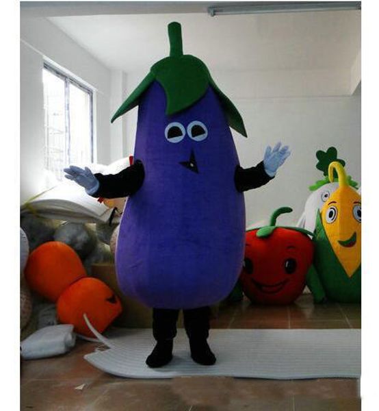 2018 Vente chaude Personnage de dessin animé adulte Costume de mascotte d'aubergine mignonne Costumes de fête d'Halloween avec livraison gratuite