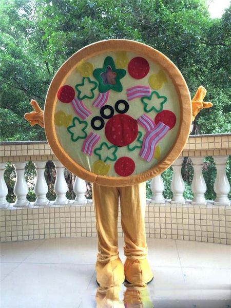 Gran oferta 2018 disfraz de mascota de tamaño adulto Halloween Navidad cumpleaños sabor gran Pizza vestido de carnaval traje de accesorios de cuerpo completo