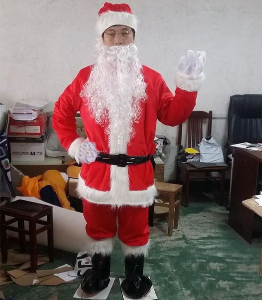 2018 venta caliente trajes de Navidad Santa Claus Set 9pcs traje de cuerpo completo traje de la mascota