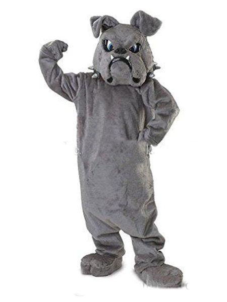 Gran oferta 2018, disfraz de mascota Bulldog, equipo de animales de escuela gris, traje completo de porristas, tamaño adulto