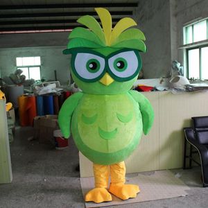 2024 Hot Sale Cute Green Owl Mascot Kostuum Fancy Party Dress Halloween Carnival Costuums volwassen maat