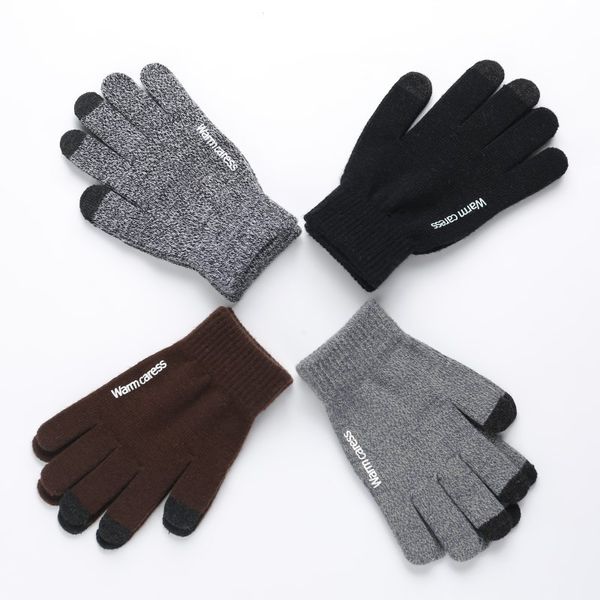 2018 offre spéciale femme laine tricot écran tactile gants hiver femmes chaud doigt complet gants en cuir