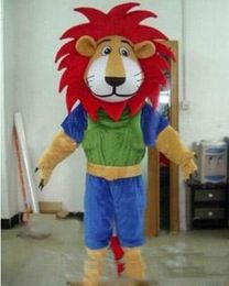 2018 Hot sale Fire Red Manes Athlete Lion Animal Mascot Costumes Halloween Costume Cartoon Suit Fancy Dress Outfit