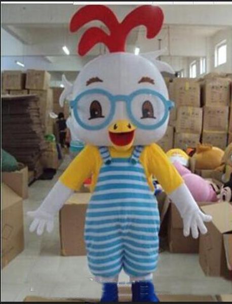2018 Vente chaude Lunettes costume de mascotte de poulet Adulte enfants taille fête déguisement
