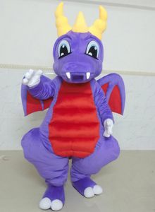 2018 Vente chaude Bonne vision et bonne ventilation, un costume de mascotte de dragon violet avec de grands yeux pour adulte à porter