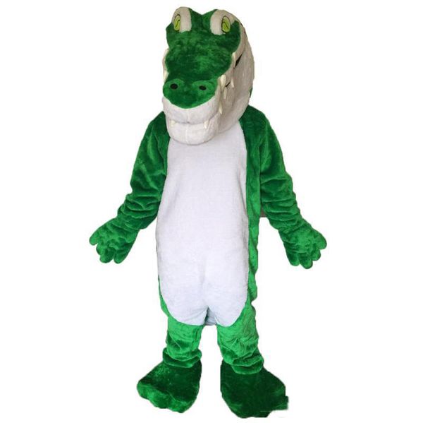 Gran oferta 2018, disfraz de mascota de cocodrilo verde, foto Real de dibujos animados