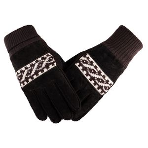 Gants de moto d'hiver pour hommes, gants résistants au froid, laine, tricot, noir, marron, gant en peau de porc pour cadeau