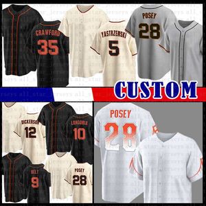 Buster Posey Brandon Crawford Jersey de béisbol de San Francisco Mike Yastrzemski Will Clark Brandon Belt Joey Bart Curt Casali Austin Slater Jaylin Davis Carlos Rodon