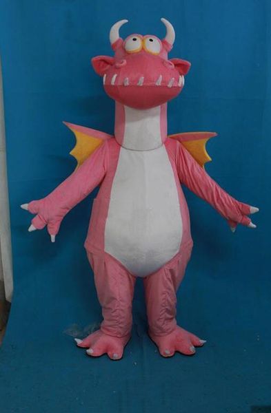 2018 venta caliente Pink Dragon Mascot Dinosaur Costume Fancy Birthday Party Dress Disfraces de Carnaval de Halloween