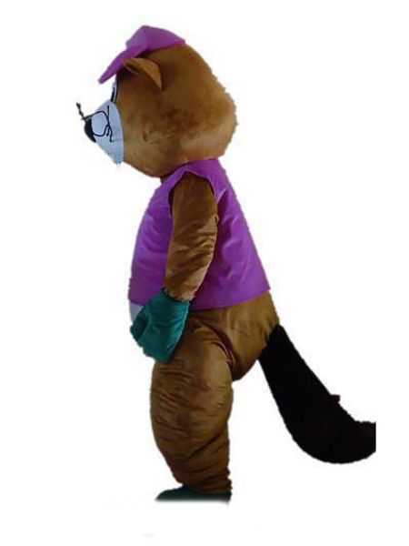 2018 vente chaude costume de mascotte de souris brune Ventilation avec chapeau violet pour adulte à porter