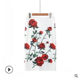 2019 hete verkoop vrouwen rok met hoge taille strakke kantoor rok met bloemen gedrukt mode slanke casual pakket hip rok