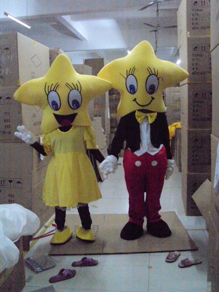 2018 Venta caliente amarillo cinco estrellas disfraces de mascota para adultos navidad Halloween Outfit Fancy Dress Suit Envío gratis