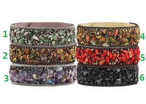 2018 ventes chaudes Bracelet de gravier de haute qualité Bracelet en cristal naturel Bracelet en cuir de pierre multicolore Paris Fashion Model Show Jewelry
