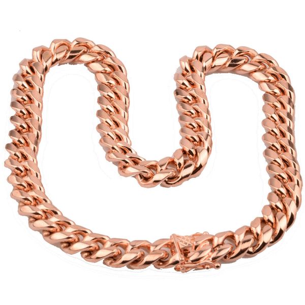 2018 vente chaude 8mm / 10mm / 12mm / 14mm Gourmette En Acier Inoxydable Cubain Chaîne Collier Garçons Hommes Mode Chaîne Dragon Fermoir Or RoseGold bijoux