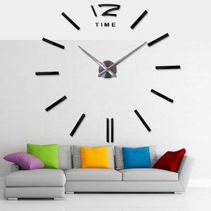 Gran venta de 2018, reloj de pared grande 3d real, pegatina de espejo apresurada, decoración para sala de estar Diy, reloj de pared grande, relojes de espejo apresurados