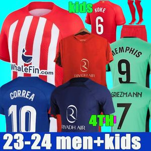 Cuarto Atlético de Madrid camisetas de fútbol GRIEZMANN Especial 23 24 120 aniversario 2023 2024 M.LLORENTE KOKE SAUL Correa LEMAR 4ª camiseta de fútbol hombres niños kit uniformes