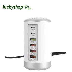 65W 6 Ports Fast Chargers HUB Quick Charge QC 3.0 Multi USB Type C PD Charger Charging Station