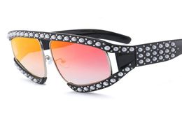 2018 Italie Marque Designer Pilote lunettes de Soleil Femmes Surdimensionné Perle Cadre Cristal Lunettes de Soleil Pour Femme Mâle Clair Goggle Lunettes UV1087014
