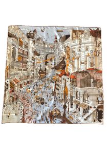 Paris Street Mulberry Silk Scarf 110*110 vierkante vrouwen Hoofd Nek Bandanas Hem Roled Randen Sjaals Decoratie Decoratie