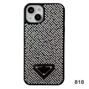 Étuis de téléphone portable Triangle P de luxe pour iPhone 14 14plus 14pro 13 13pro 12 Pro Max 11 Étui en pierre de rhin à paillettes transparentes Bling Shiney Cover iPhone14 818D