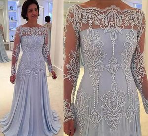 2020 vintage moeder van de bruid jurken bruidegom kralen formele chiffon lange mouwen prom jurken plus size avondjurk