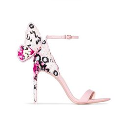 Livraison gratuite 2018 pour dames brevet cuir haut talon boucle rose rose solide papillon ornements sophia webster sandals chaussures broder rose 34-42