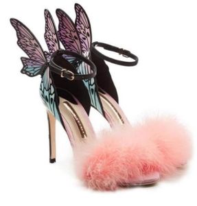 2018 Ladies Patent Leather Leer Feather Rose Solid Butterfly Ornamenten Mulit Sophia Webster Sandals schoenen Colou5610481