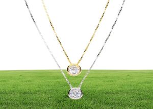 2018 nieuwste single stone ketting fijne delicate doosketen 925 sterling zilveren bezel 5 mm vonkeling kubieke zirconia eenvoudige sieraden3792886