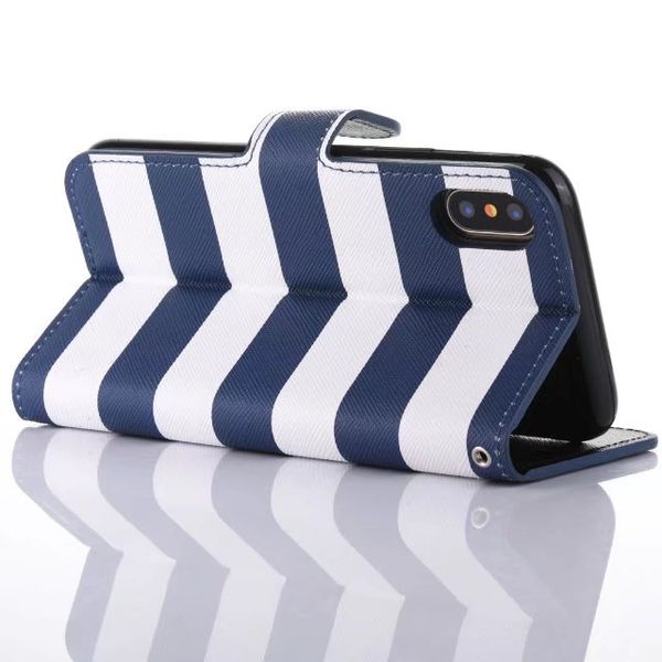 2018 Etui portefeuille en cuir pour iphone X Fashion Rainbow Case avec décoration Corsair titulaire de la carte Kickstand Étui de luxe fermeture magnétique