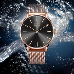 2021 LIGE New Rose Gold Ladies Business Quartz Fashion Top Marque De Luxe Montre Femme Fille Montre Relogio Feminin C19010301