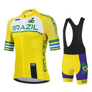 2024 Brésil Cycling Jersey Set 19d Biscing Shorts Kits Ropa Ciclismo Mens Summer Dry Bicycling Maillot Bottom Clothing