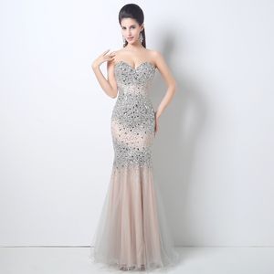 2018 Luxe Crystal Mermaid Avondjurken Custom Made Beading Pailletten Vloerlengte Lange Formele Jurk Party Rode De Soiree Prom Dresses