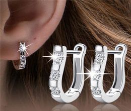 2018 boucles d'oreilles plaquées argent de luxe Flash CZ Zircon harpe goujons boucles d'oreilles chaussure de cheval Women5689748