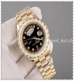 2018 Luxury Super Good Président Date Date Regarder Big Diamond Mezel Black Dial Mens Reloj Relajs Automatic Mechanical Wris2433681