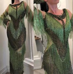 2018 Luxe YouSef Aljasmi prom jurken bling pailletten kralen sweep trein Arabisch jurk feestje slijtage tassel plus size avond g5184291