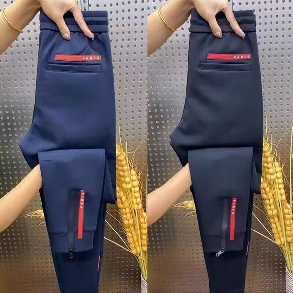 Pantalon décontracté à cravate magique pour hommes, manchette en lot, ASAP ROCKY, noir, couleur unie, survêtement, mode rétro, qualité supérieure, 2024