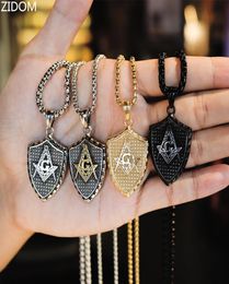 2018 hombres Hip hop Mason collares pendientes 316L moda de acero inoxidable vintage collar masónico masculino Hiphop joyería regalos 5625535