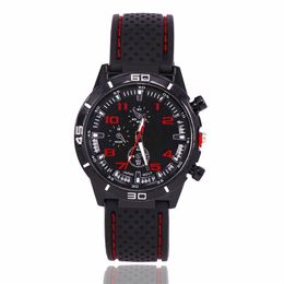 2018 Heren Fashion Casual Sports Watch Car Strap Silicone Watch Relogies For Men Relojes cadeau Alle subdials werken WHOL200Q
