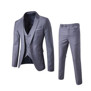 2018 hommes mode Slim costumes hommes affaires vêtements décontractés garçon d'honneur trois pièces costume Blazers veste pantalon pantalon gilet ensembles